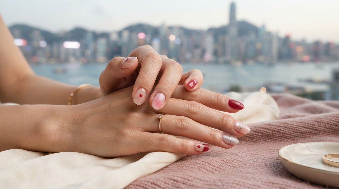香港情人節美甲款式，按甲形與穿搭配搭浪漫愛心及粉紅漸層造型