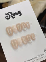 Soft Pearl Nude 珍珠裸色韓系穿戴甲 Wedding Press On Nails HK
