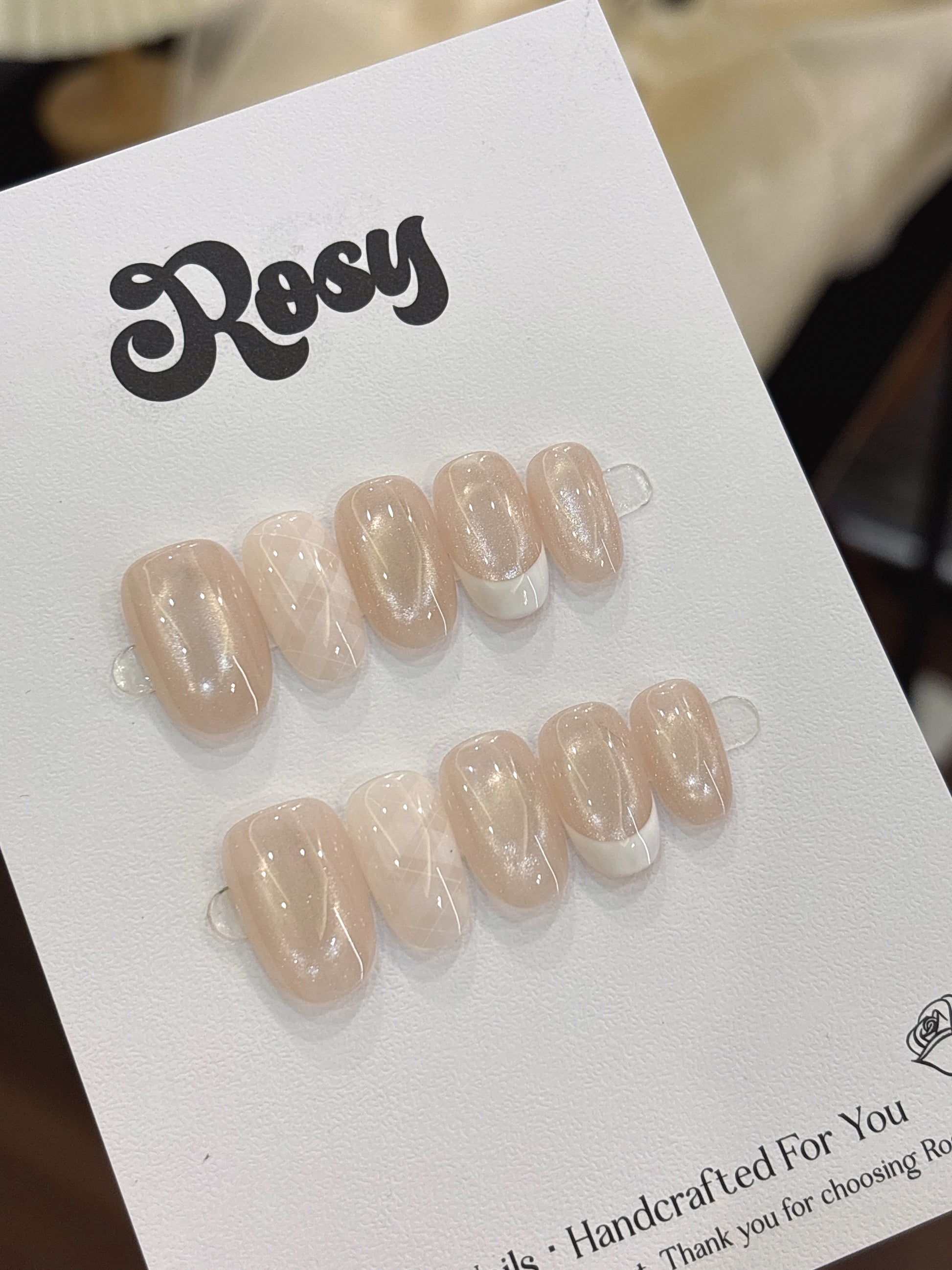 Soft Pearl Nude 珍珠裸色韓系穿戴甲 Wedding Press On Nails HK
