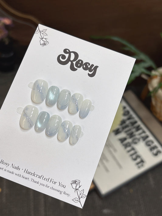 Glacier Silver Vein 冰川銀紋韓系穿戴甲 Rosy Nails 香港